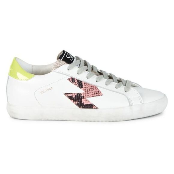 SAM EDELMAN Areson Mixed-Media Leather Sneakers Size 7 1/2 - Picture 1 of 8